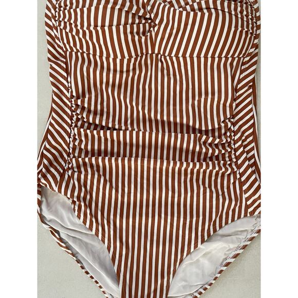 Nip Tuck Swim One Piece Swimsuit Multicolor Striped Swimwear - Picture 4 of 11